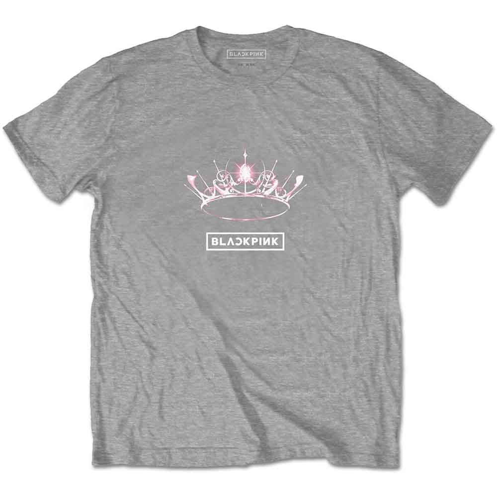 BlackPink T Shirt The Album Crown Band Logo new Official Unisex Grey - Image 2