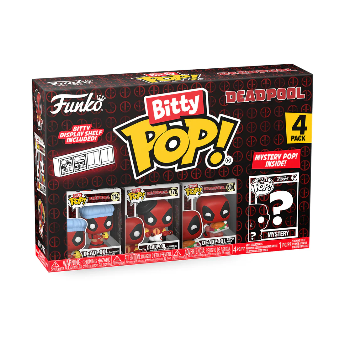 Deadpool (Bathtime) 4-Pack Deadpool Funko Bitty Pop! Vinyl Figures - Image 2