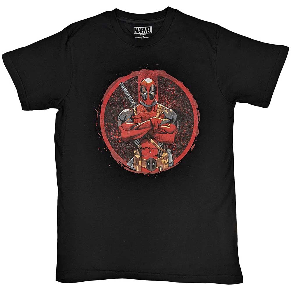 Deadpool T Shirt Arms Crossed new Official Marvel Black