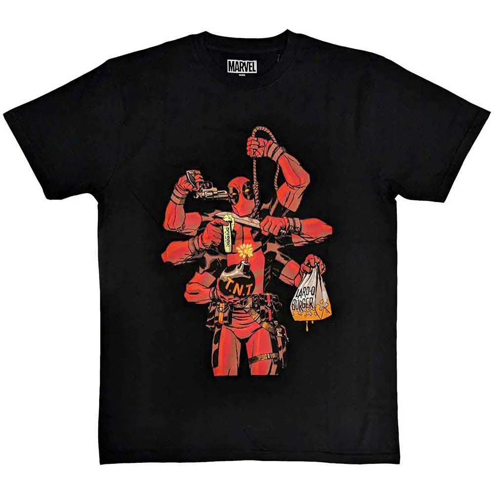 Deadpool T Shirt Arms new Official Marvel Black