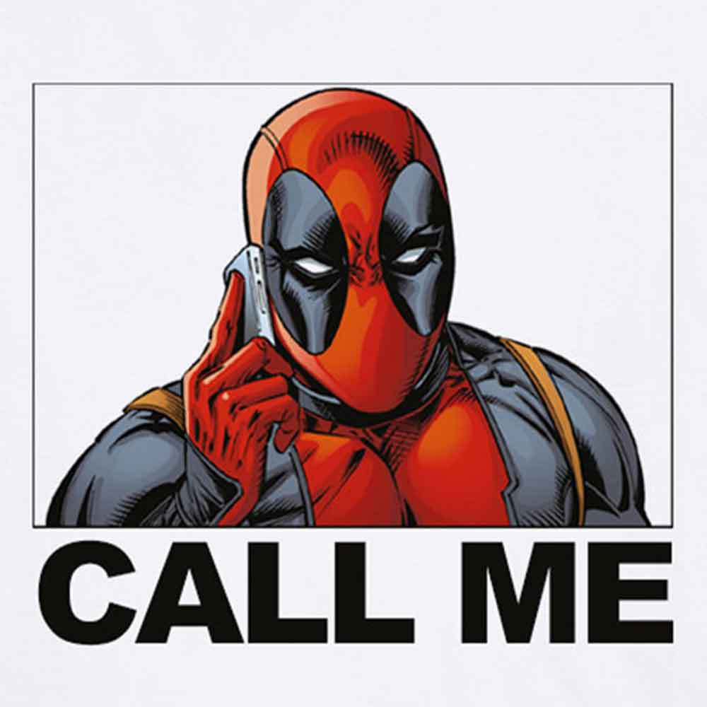 Deadpool T Shirt Call Me new Official Marvel White - Image 3