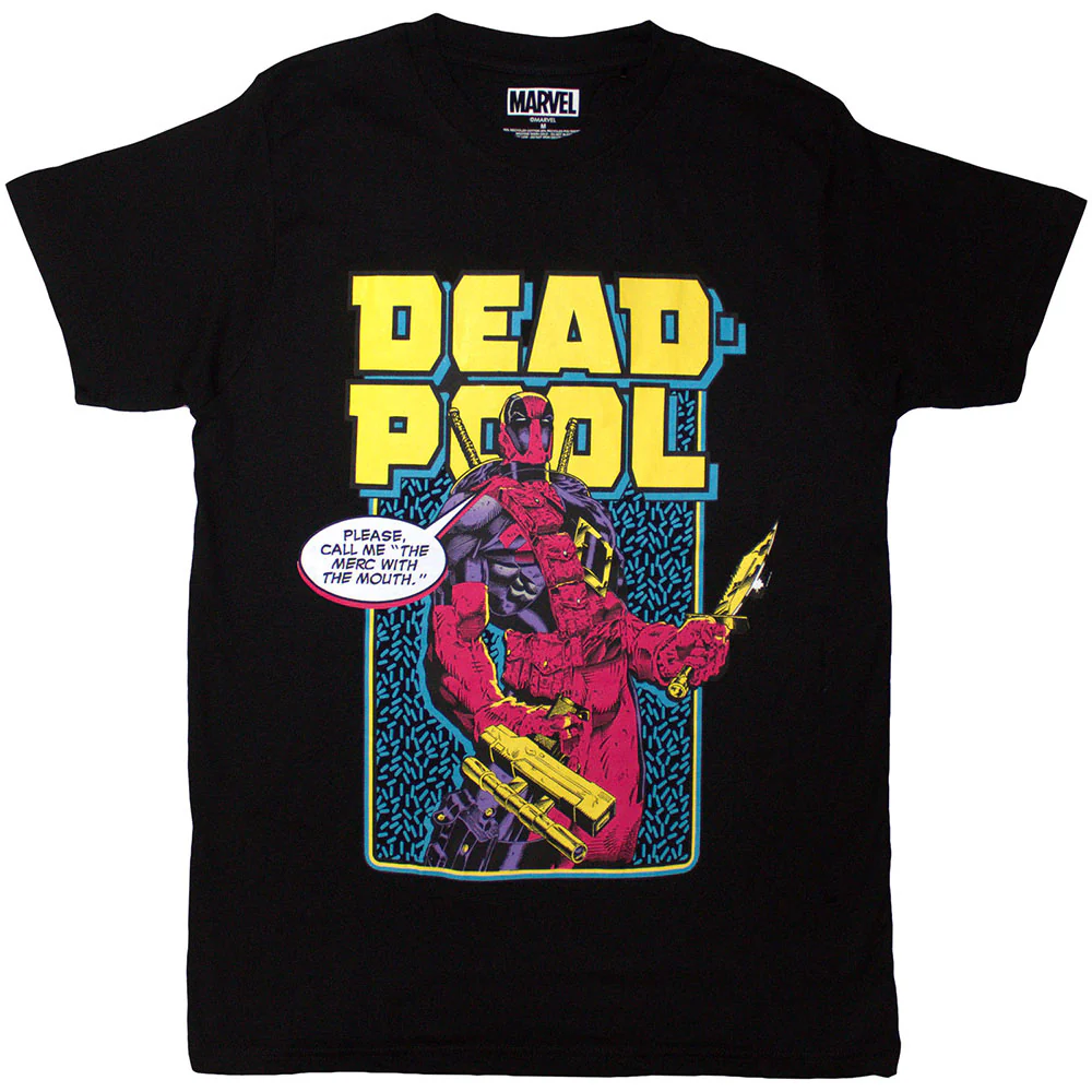 Deadpool T Shirt Comic Merc new Official Marvel Comics Mens Black