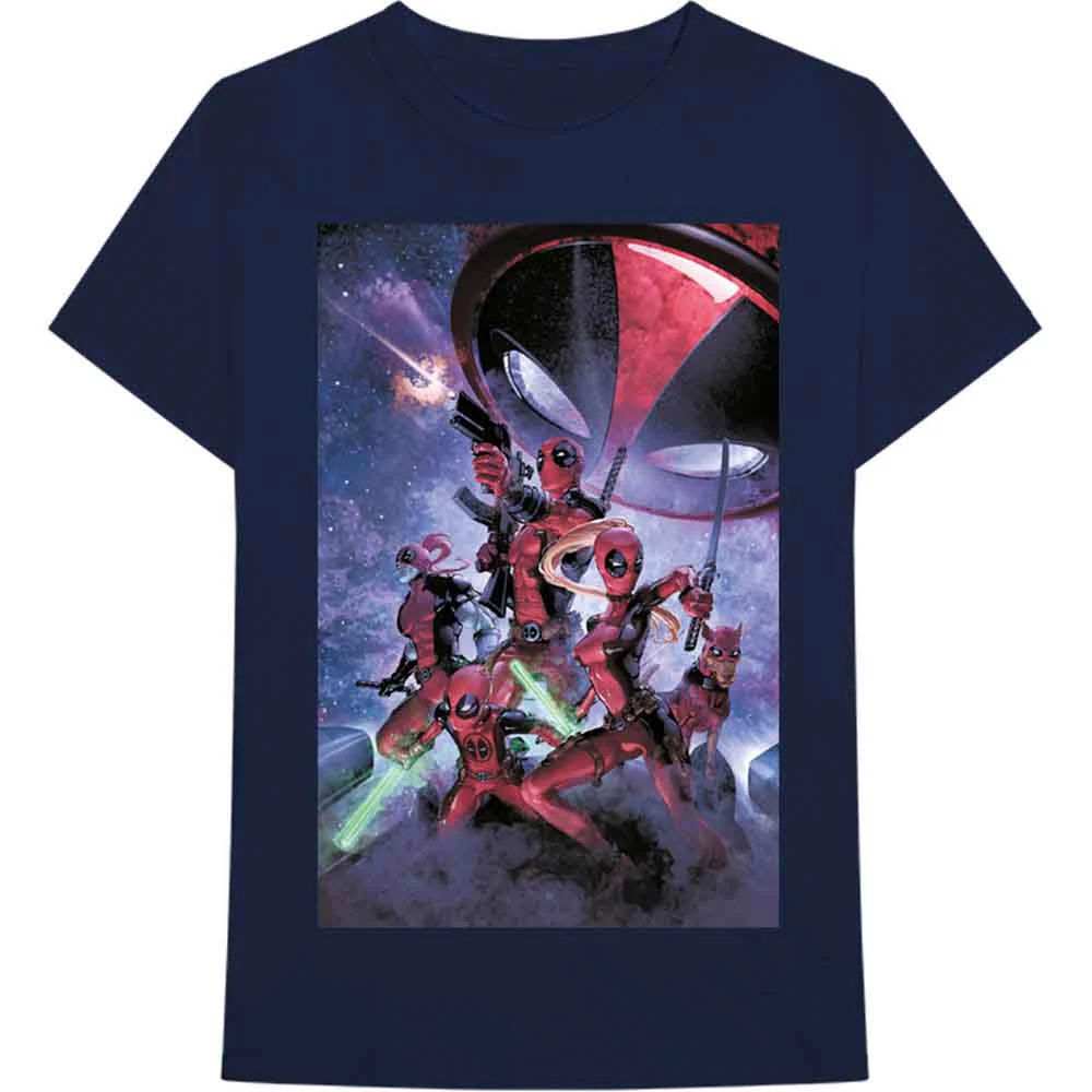 Deadpool T Shirt Deadpool Family new Official Marvel Mens Navy Blue