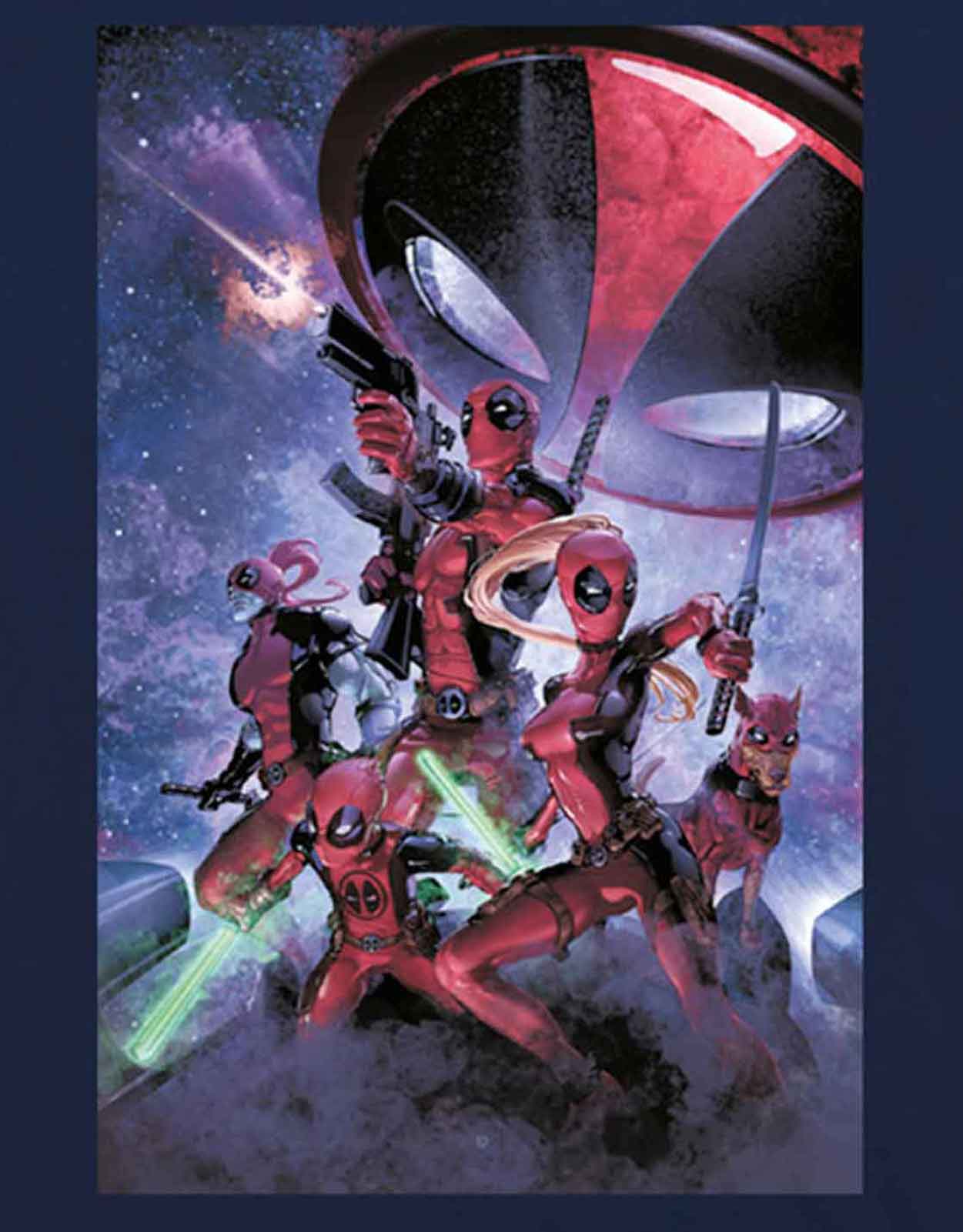 Deadpool T Shirt Deadpool Family new Official Marvel Mens Navy Blue - Image 3
