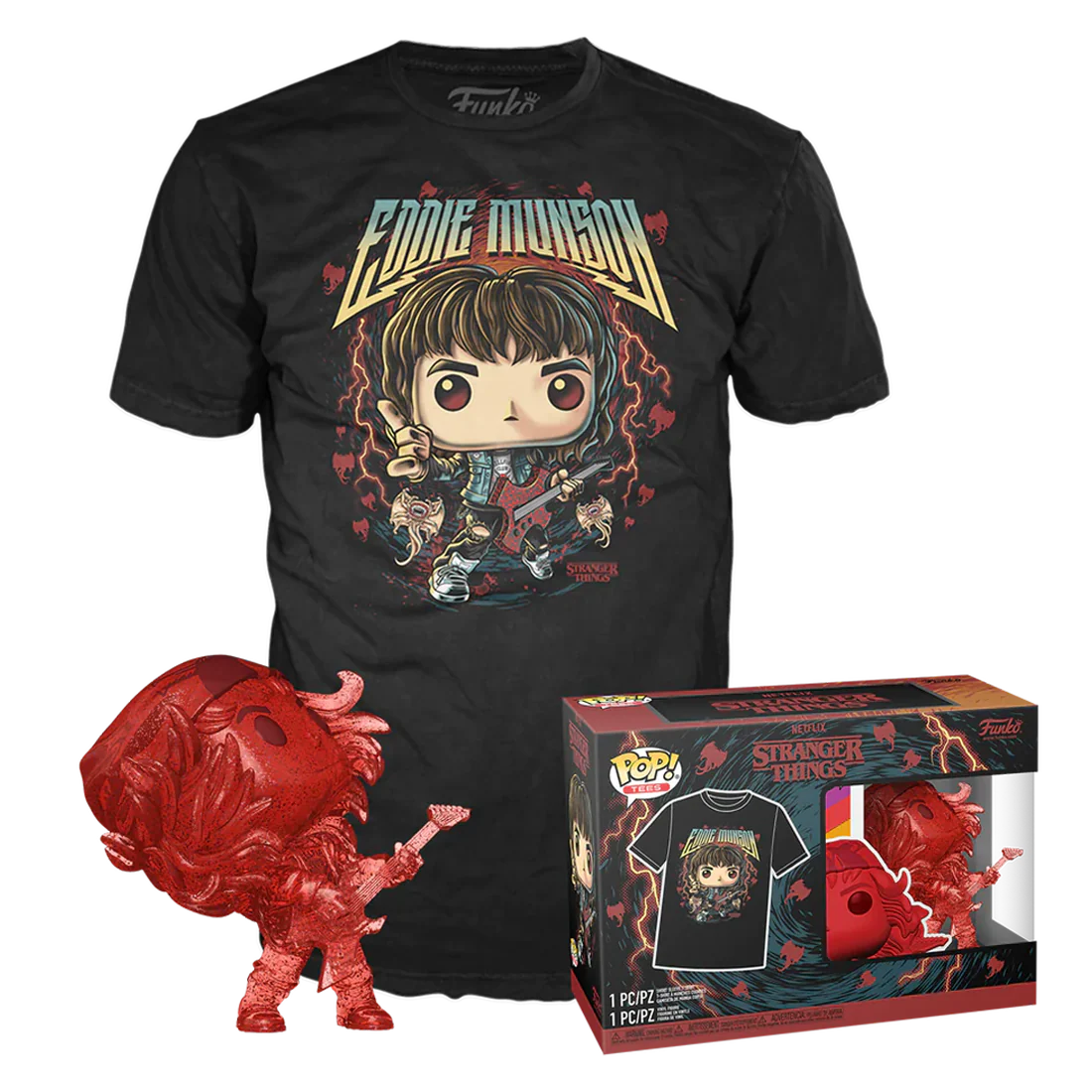 Eddie Munson (Red) Stranger Things Funko Pop! & Tee Box