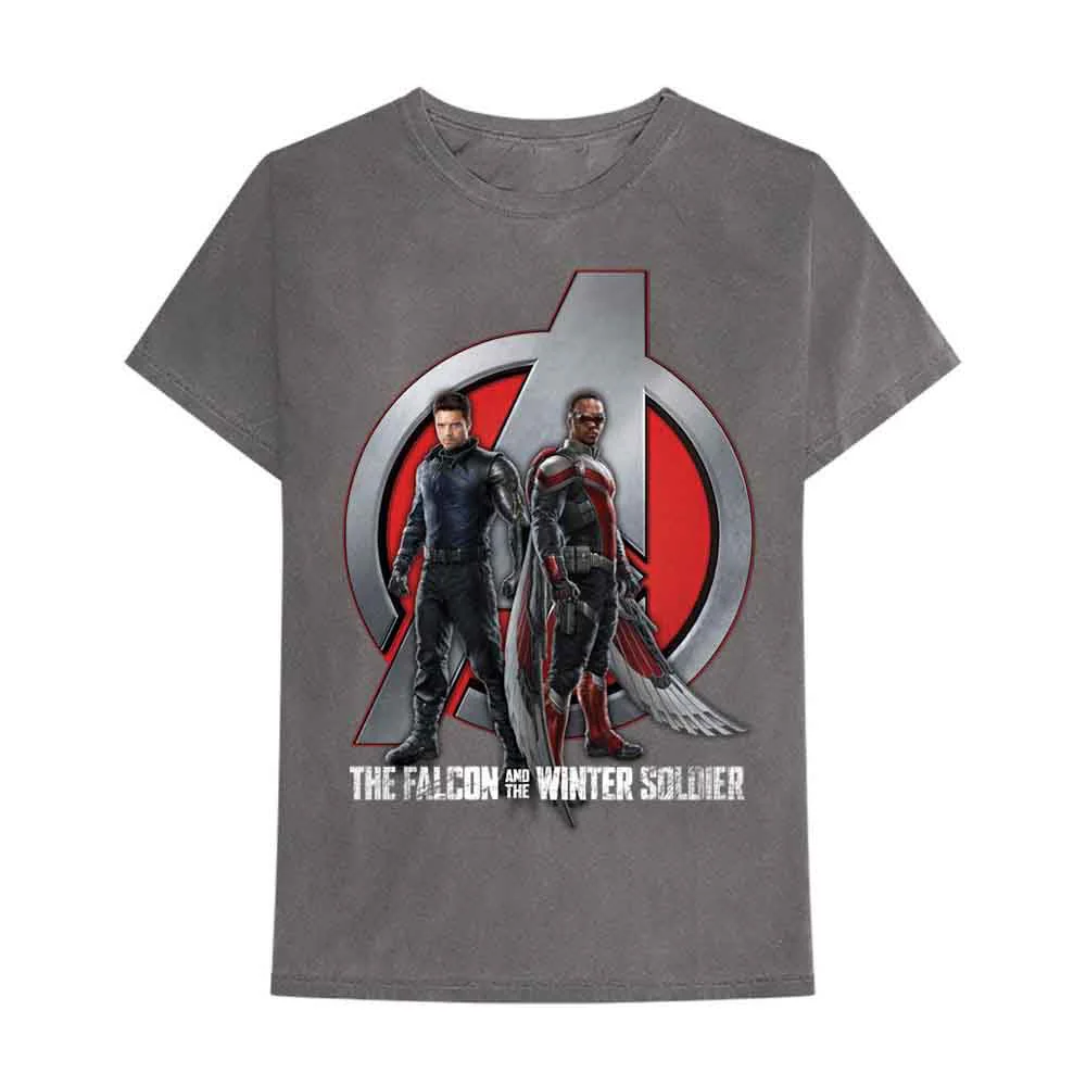 Falcon & Winter Soldier T Shirt A Logo Official Mens Marvel Comics Charcoal Grey