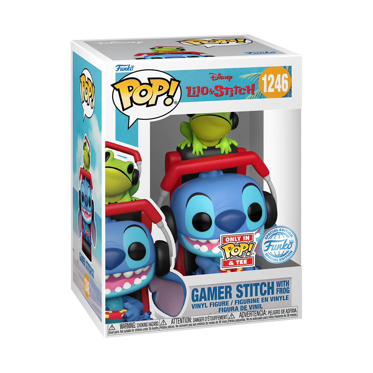 Gamer Stitch with Frog Lilo & Stitch Disney Funko Pop! & Tee Box - Image 5