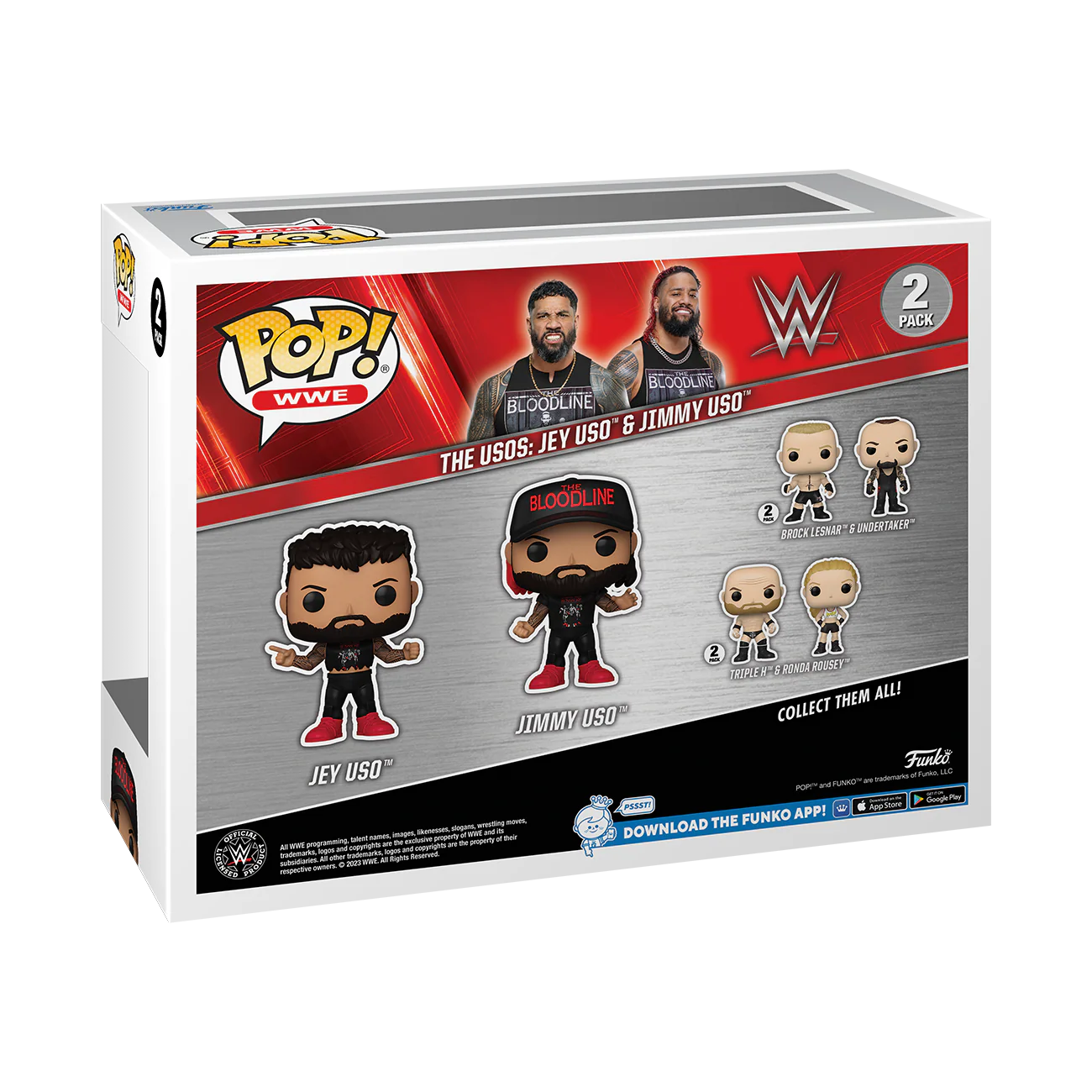 Jey Uso & Jimmy Uso 2-Pack Funko Pop! WWE Vinyl Figure - Image 3