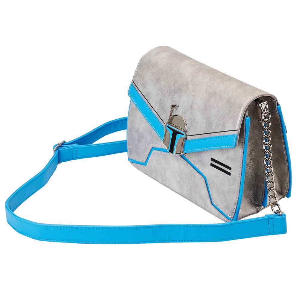 Loungefly Cross Body Bag Jango Fett Chain Strap new Official Star Wars Grey - Image 3