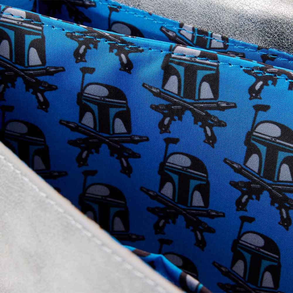 Loungefly Cross Body Bag Jango Fett Chain Strap new Official Star Wars Grey - Image 4