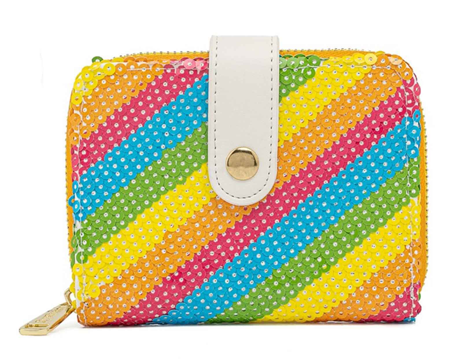 Loungefly Purse Sequin Rainbow new Official Disney Yellow Zip Around - Image 3