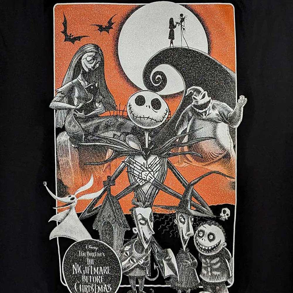 Nightmare Before Christmas T Shirt Embellished Orange Moon Official Unisex Black - Image 3