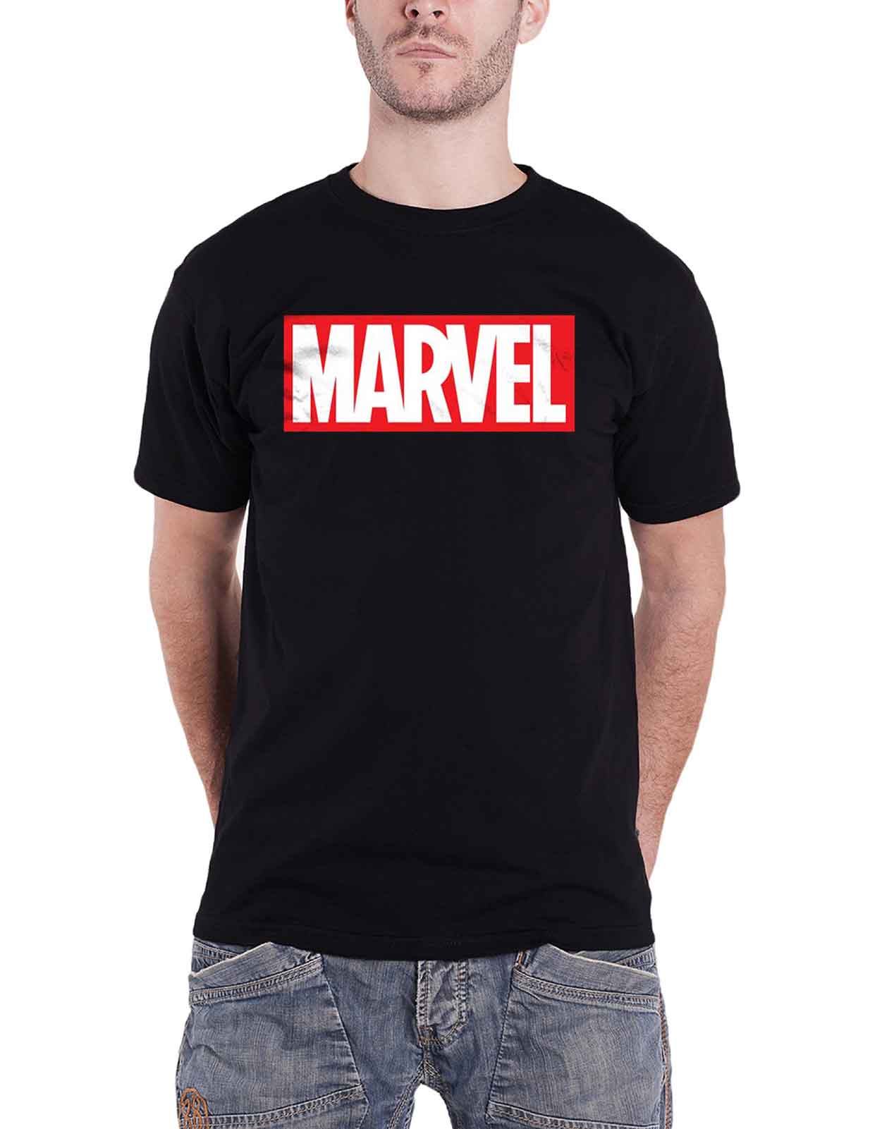 Official Marvel T Shirt Classic Box Logo new Official Mens Black