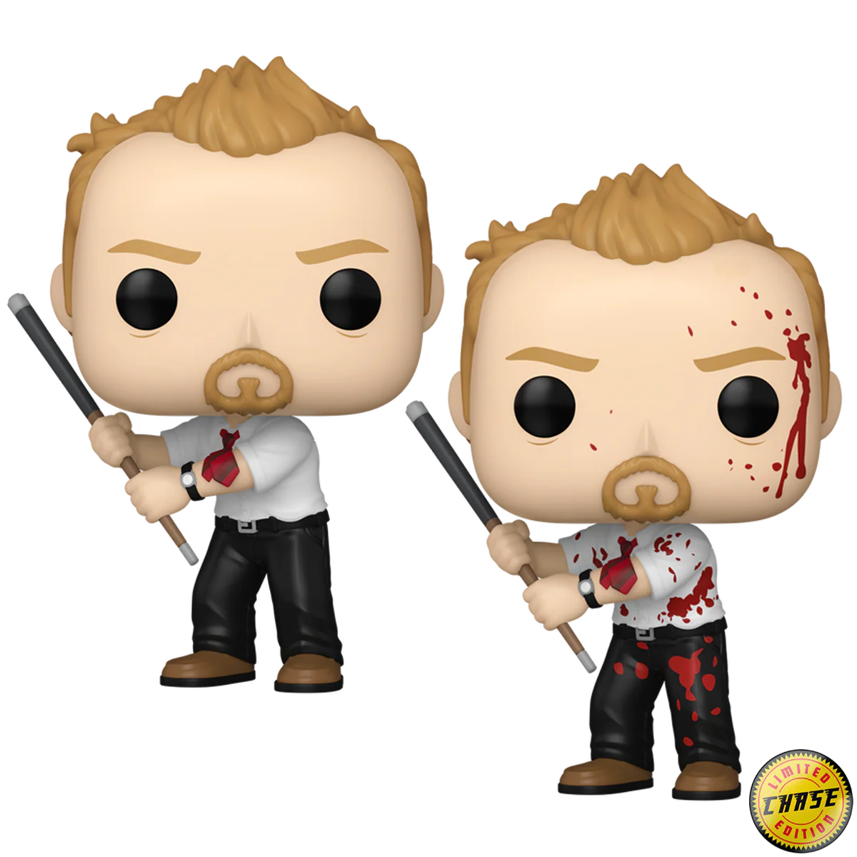 Shaun (with Pool Cue) Shaun of the Dead Funko Pop! Movies Vinyl Figure Common + Chase Bundle