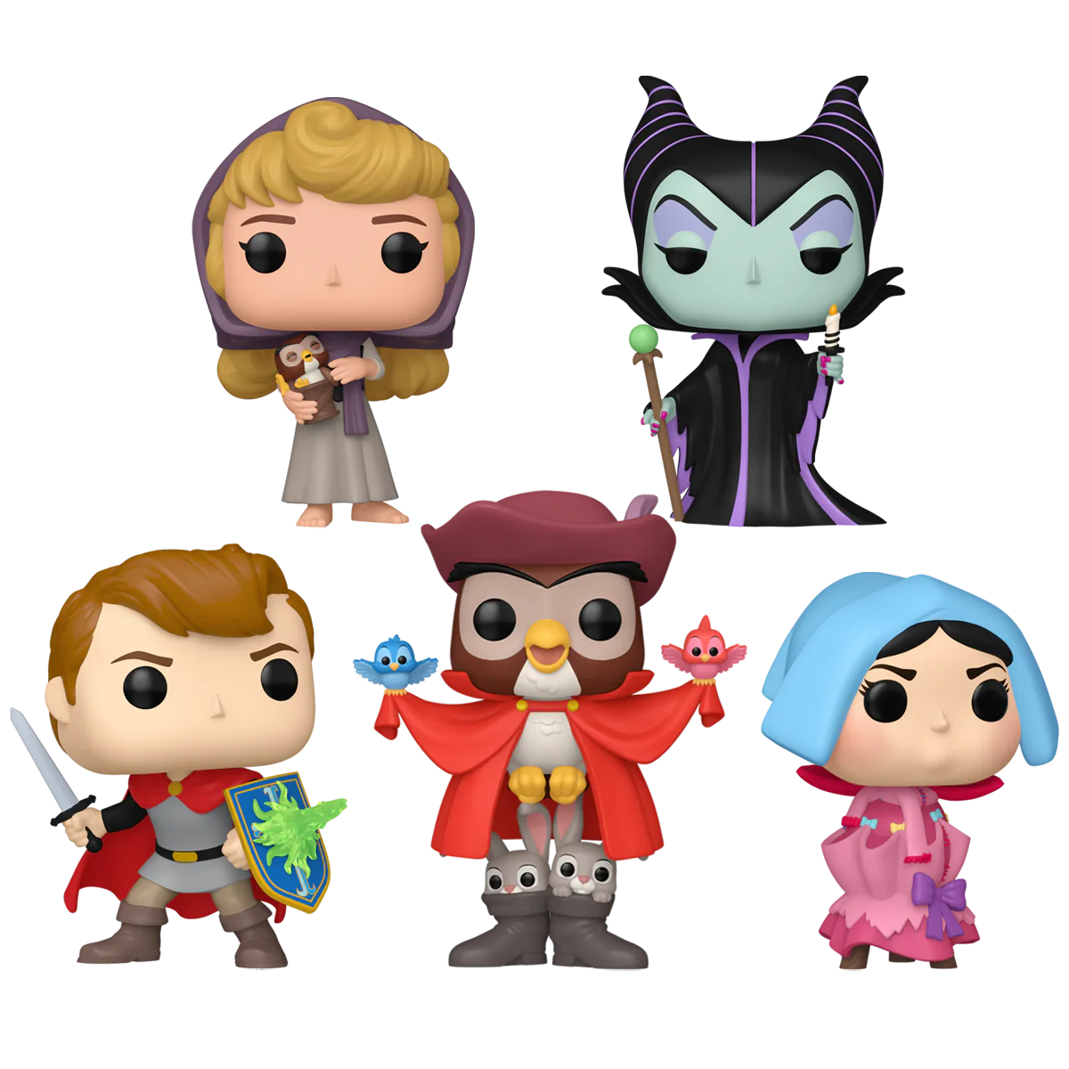 Sleeping Beauty 65th Anniversary Funko Pop! Disney Vinyl Figure Bundle of 5