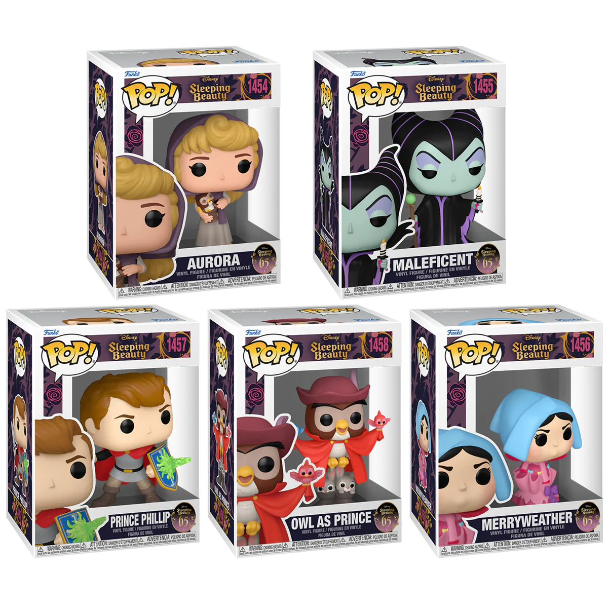 Sleeping Beauty 65th Anniversary Funko Pop! Disney Vinyl Figure Bundle of 5 - Image 2