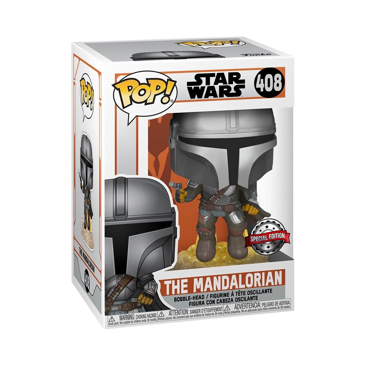 The Mandalorian Flying with Blaster Funko Pop! Star Wars Vinyl Figure - Image 3
