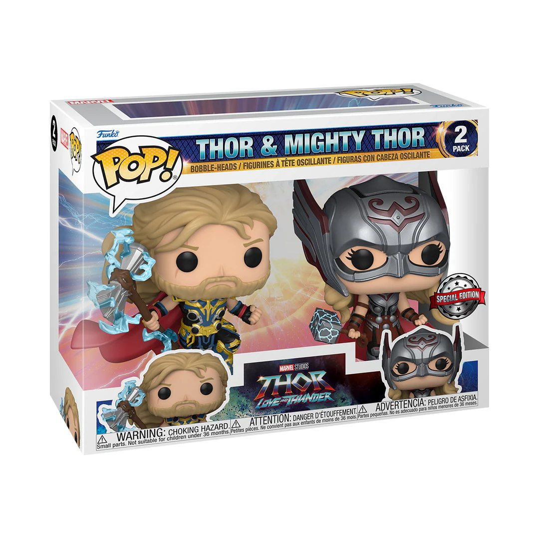Thor & Mighty Thor 2-Pack Love & Thunder Funko Pop! Marvel Vinyl Figure - Image 2
