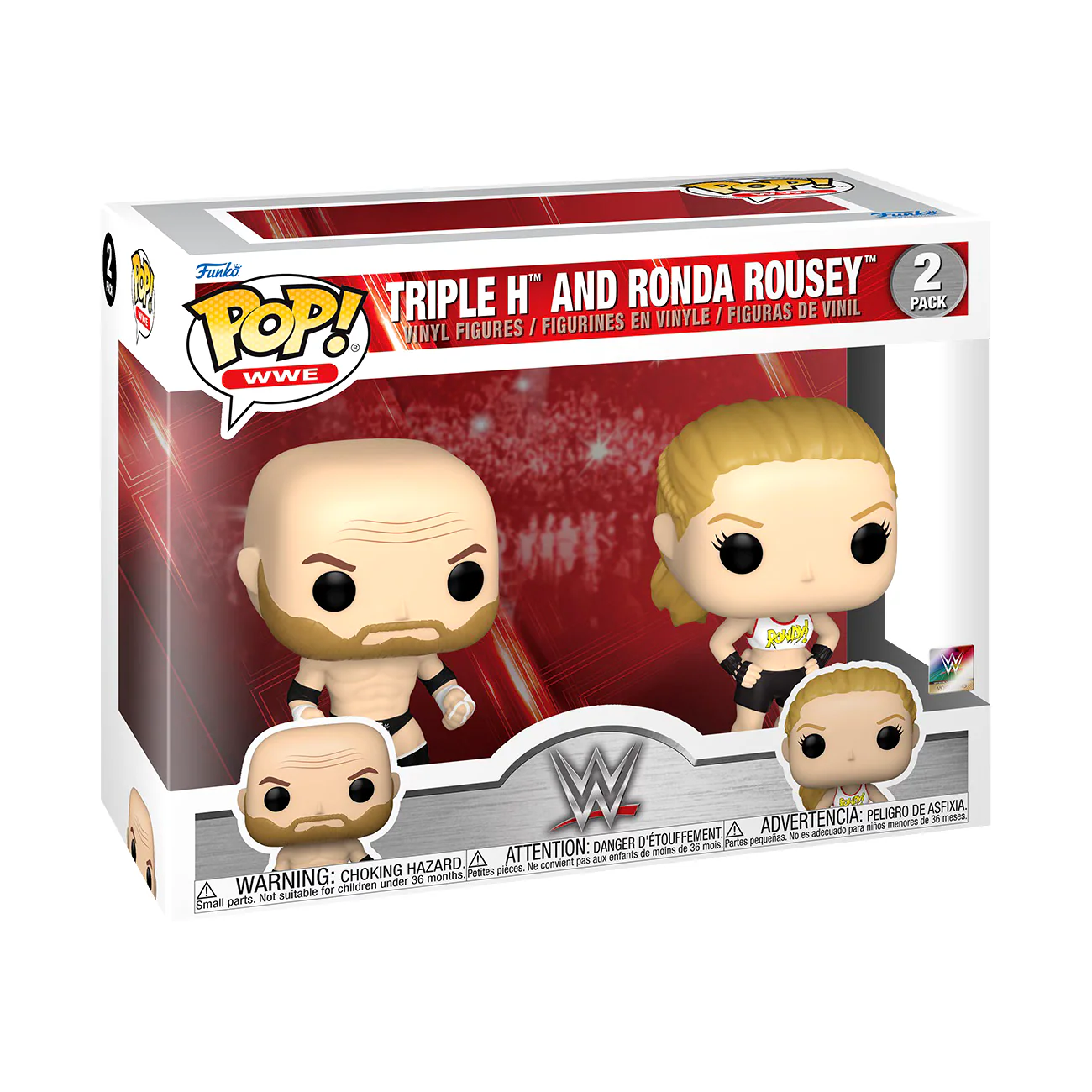 Triple H & Ronda Rousey 2-Pack WWE Funko Pop! Vinyl Figure - Image 2