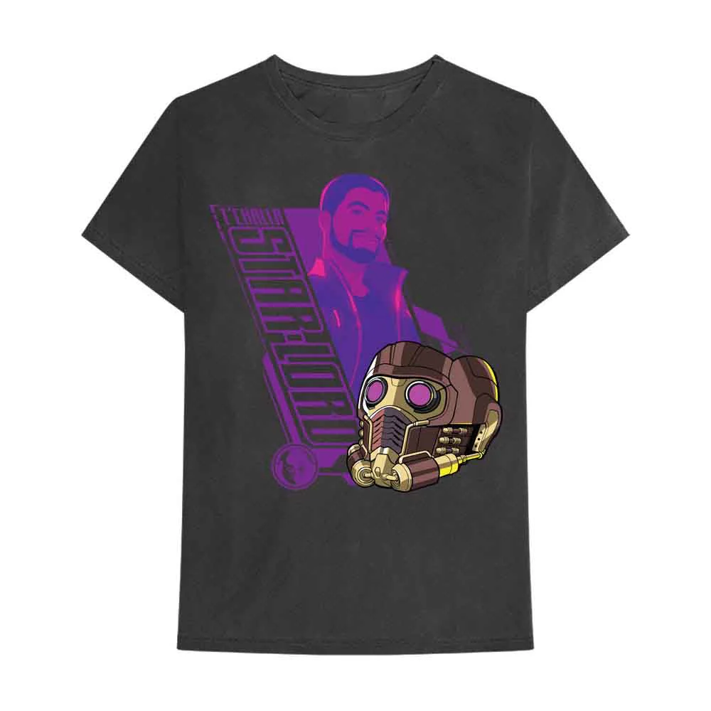 What If T Shirt T'Challa Star Lord new Official Marvel Comics Mens Black